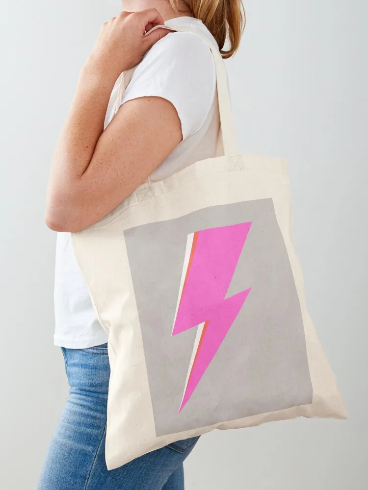 

Grey Bowie Bolt Tote Bag shopping bags foldable shopper bag women canvas Women's handbag Customizable tote bag