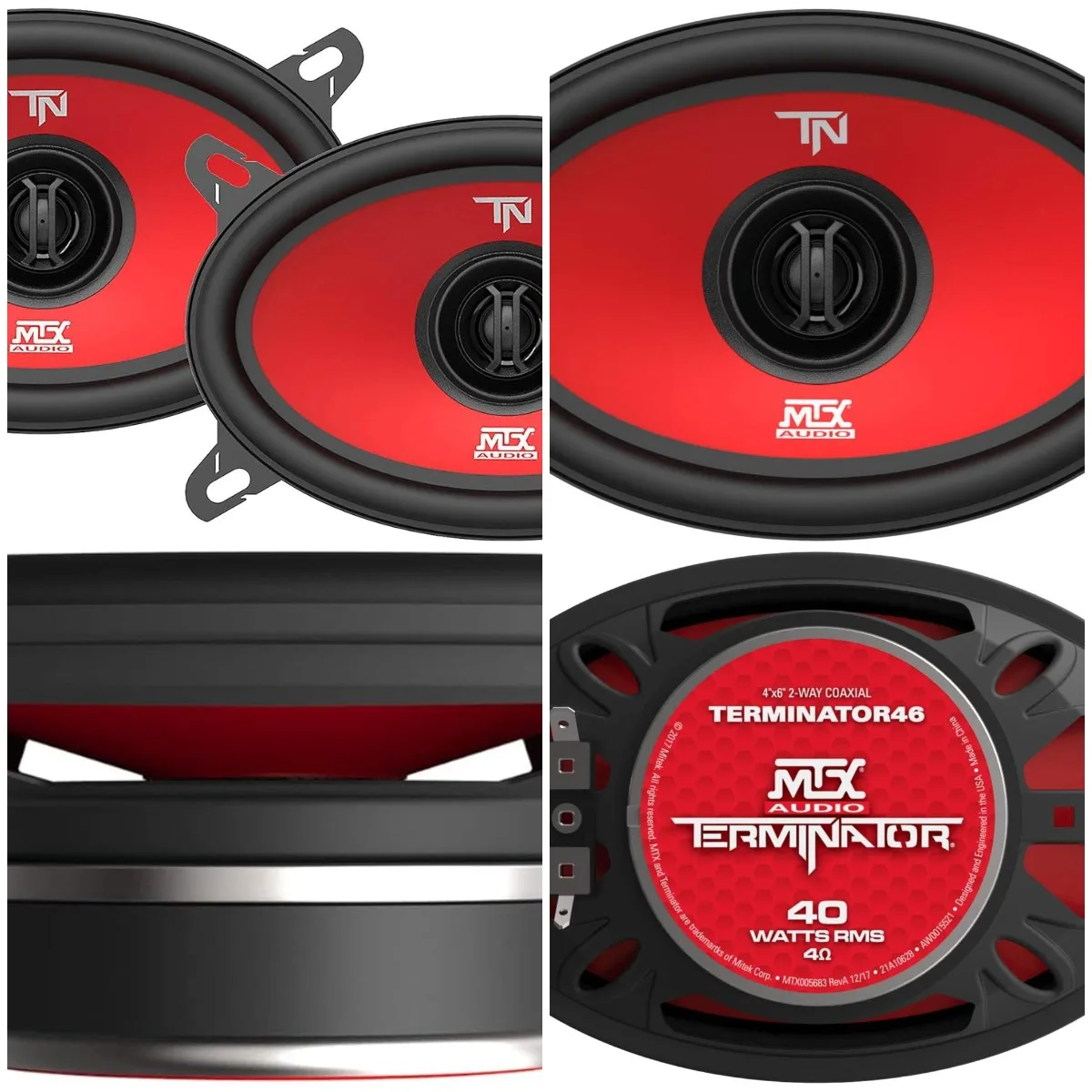 

MTX Terminator46 40W RMS 4x6' 2-Way Car Speakers with Steel Basket & Mylar Tweeter