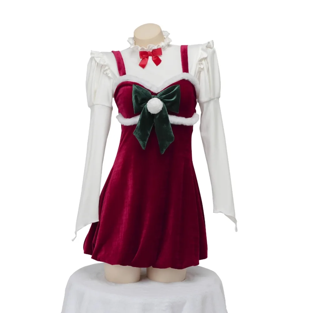 

Anime Girl Red Velvet Dress Christmas Uniform Outfits Women Santa Claus Clothes Cosplay Costume