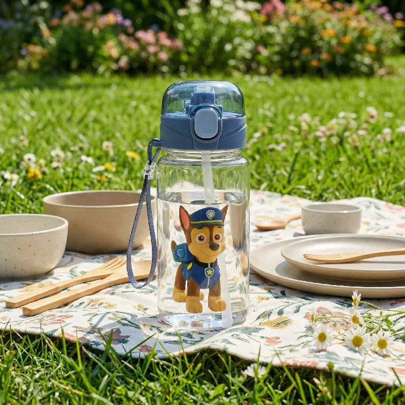 Botella de agua Paw Patrol de 550ml para niños con pajita, taza antiderrames para niños pequeños, tazas para bebés para niños y niñas, para viajes al aire libre, escuela y deportes