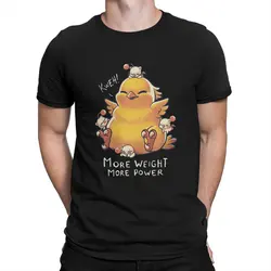 Men T-Shirts Chocobo Kweh Fat Creature Monster Summon Casual Pure Cotton Tees Short Final Fantasy Role Playing Game Crew Neck