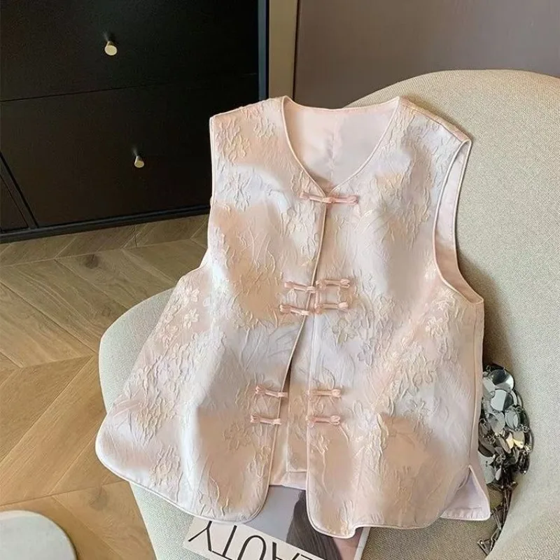 Outono casaco chinês cardigan feminino outerwear solto sem mangas colete jaqueta tang terno cheongsam primavera verão casaco feminino 2026