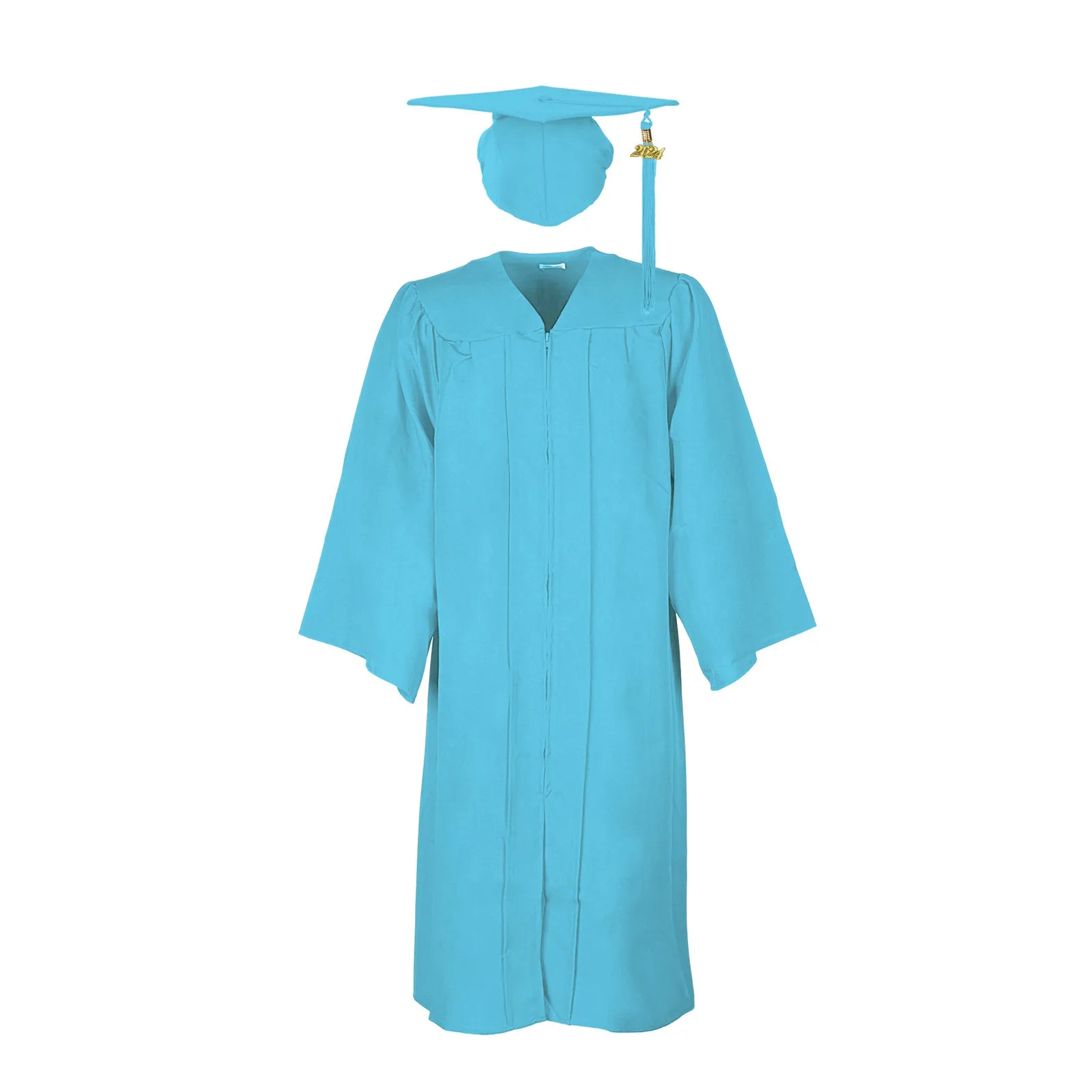 Ensemble de robe de graduation universitaire pour adultes avec fermeture éclair, casquette de mortier, robe de graduation académique