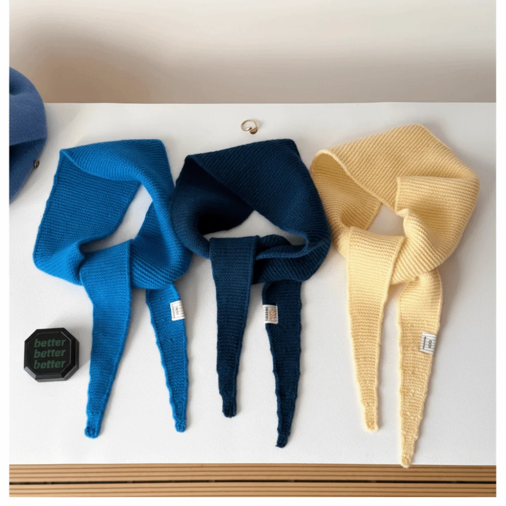 

Fashion Wool Knit Scarf Solid Color Niche Thin Triangular Scarf Triangular Shape Wool Scarf Daily Use