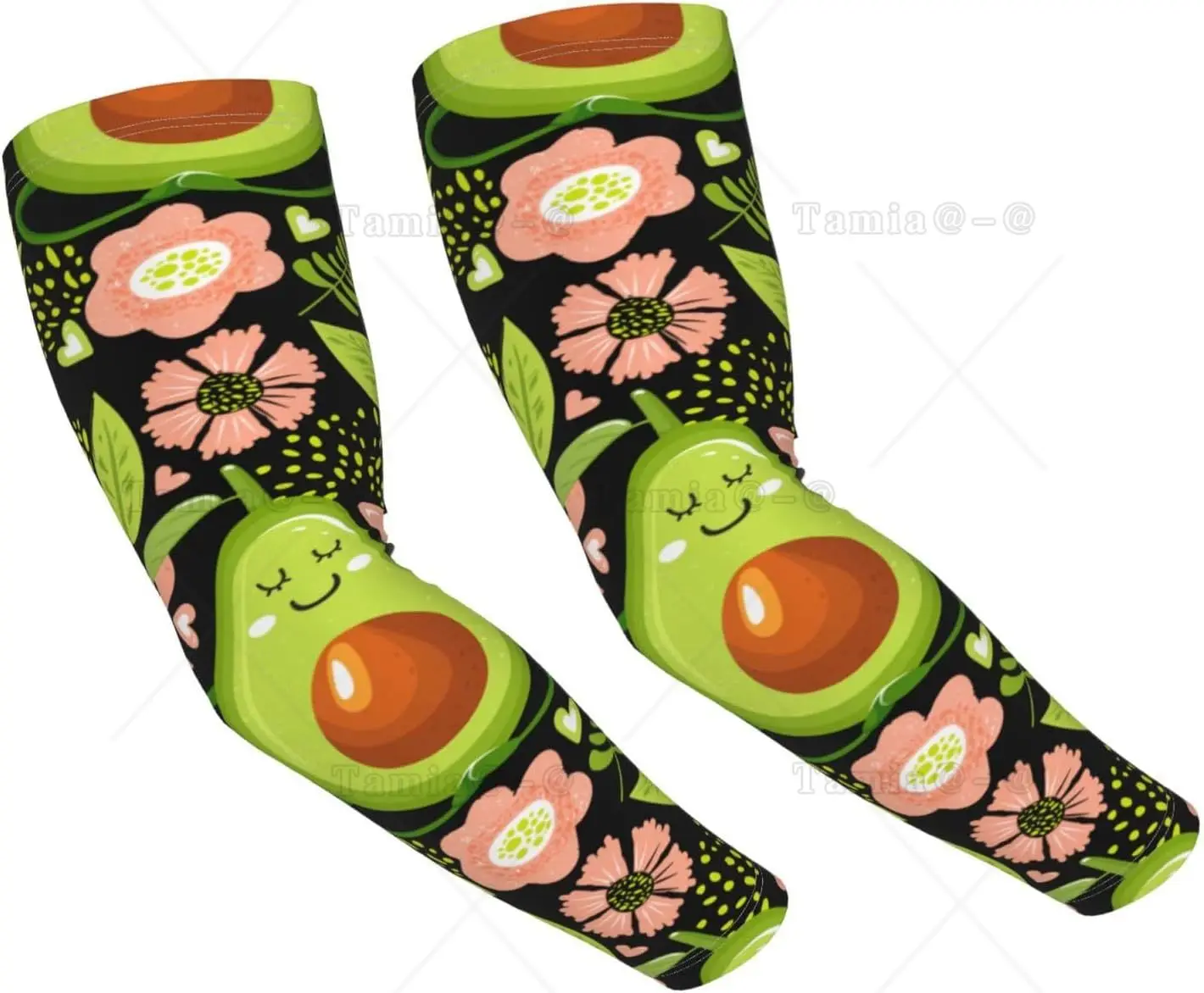 Avocado Keep Calm Print Arm Sleeves Cooling UV Sun Protection Sports Compression for Men Women Golf Basketball Arm Sleeves