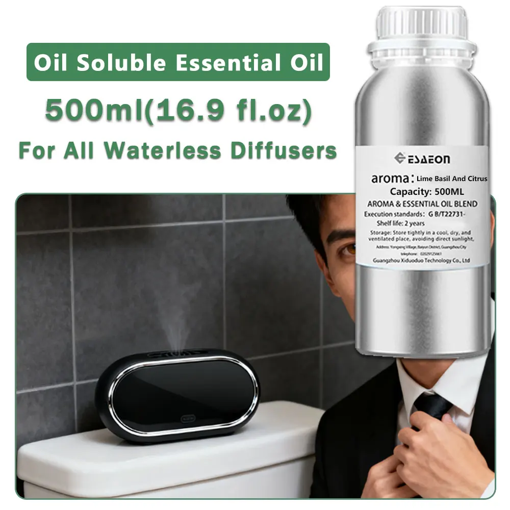 ESAEON Compatible With All Waterless Fragrance Oil Diffusers - For Aromatherapy Machines, Lime Basil Citrus - 500ML (16.9 fl.oz)