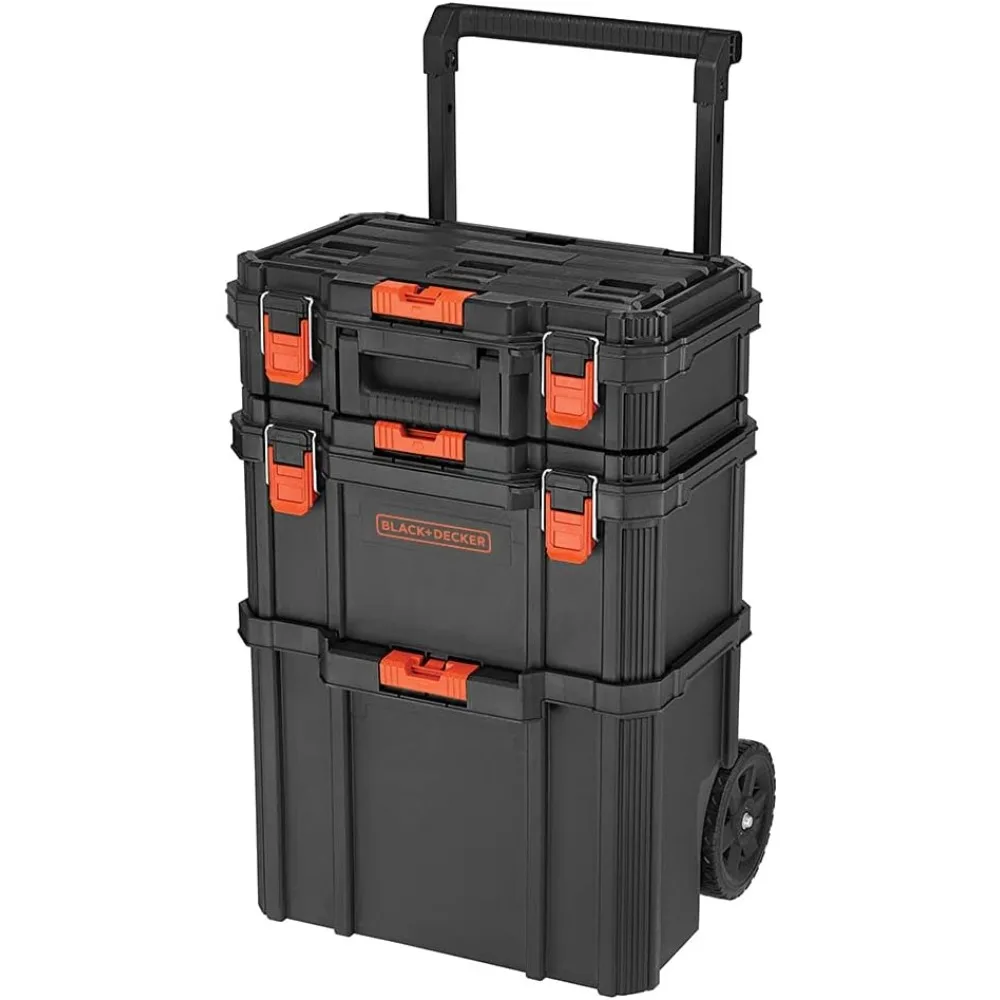 

Stackable Storage System - 3 Piece Set (Small, Deep Toolbox, and Rolling Tote)