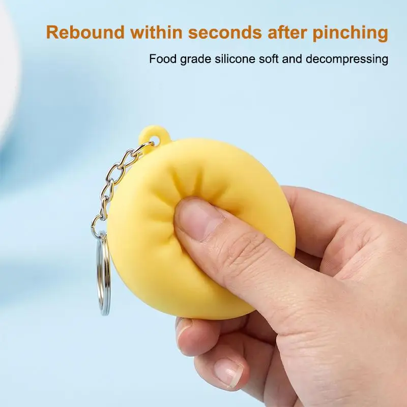 Colorful Dumpling Squishes Stress Balls Fidget Toys Keychain LED Lights Up Food Squishies Bun Decompression Toys Kid Adults Gift