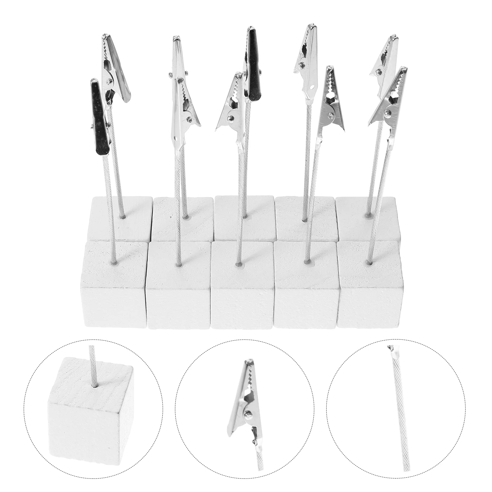 NUOLUX 10pcs Cube Base Memo Photo Holder Paper Note Clip (White)