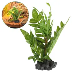 Plastic Resin Decorative Vivid With Base Artificial Amphibians Habitat Plants Terrarium Decor Fish Tank Decor Hideout Plants