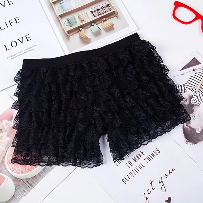 Ruffle Lace Safety Short Pant Elastic Lolita Casual Bow Safety Shorts Bottoming Culottes Anti-walking Shorts Summer Thin Section