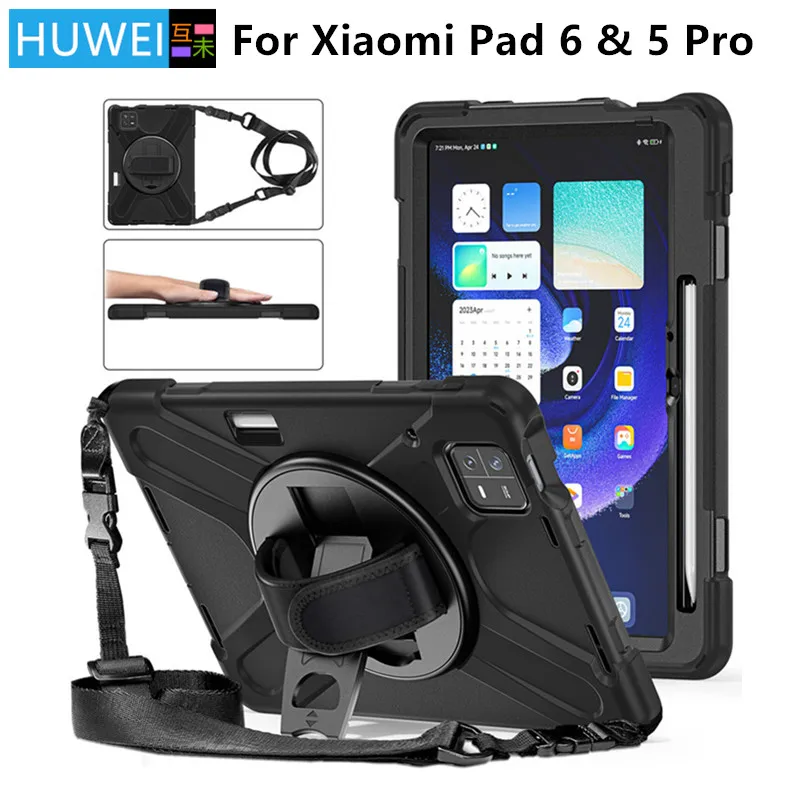 

HUWEI For Xiaomi Pad 6 5 Pro Case Shockproof Kids Protection Cover For Xiaomi Mi Pad 6 MiPad 6 Pro Case Kickstand Shoulder strap