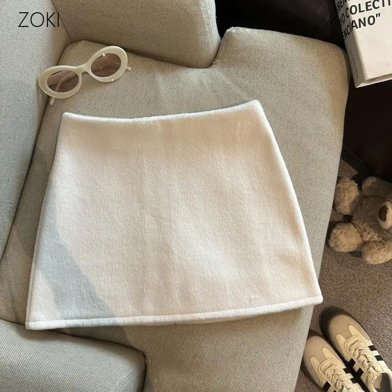 Women Christmas Red Woolen Skirt High Waist Sexy Bodycon Mini Skirt Korean Style Winter Skirt Minimalist Elegant Chic Cute Skirt