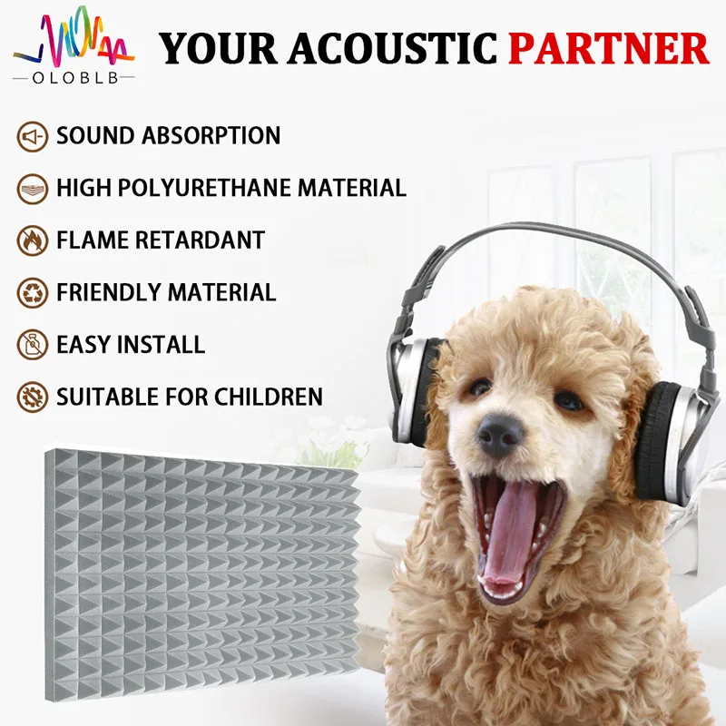 Acoustic Insulation Panels 12Pcs Sound Absorbing Material For Wall Self Adhesive Decoration Studio Recording Noise Treatment