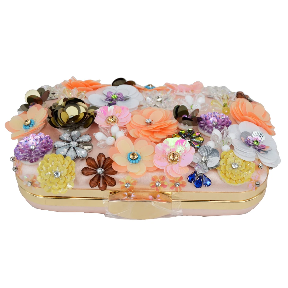 حقيبة يد نسائية مزهرة بالترتر الوردي للنساء حقيبة يد أنيقة للحفلات المسائية/الحفلة الراقصة/الزفاف/الليل