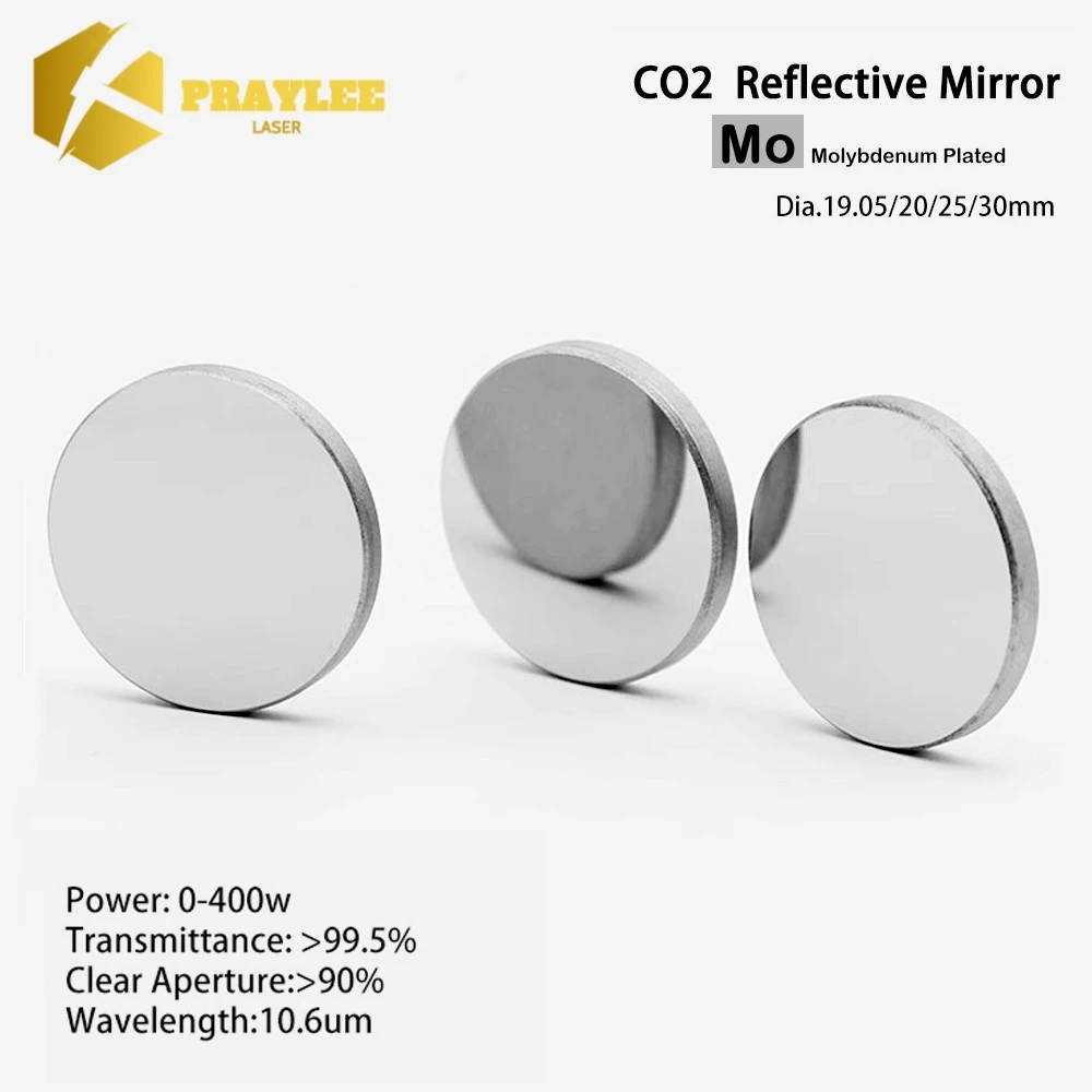 Praylee Mo Mirror Dia20/25/30/38.1mm 10.6um 400W for CO2 Laser Cutting Engraving Machine