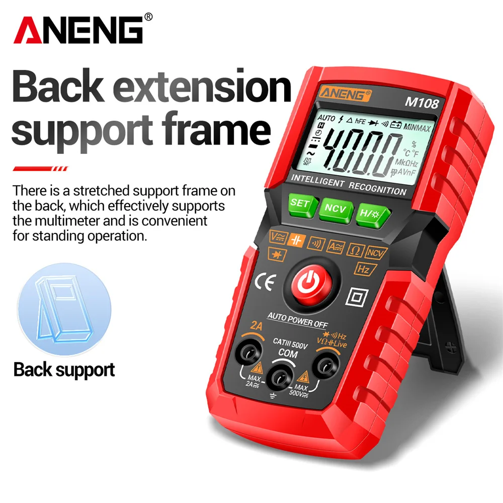 ANENG M108 MIni Digital Multimeter 4000 count AC/DC Electrical Instruments Tester Auto Multimetro digital profesional meter