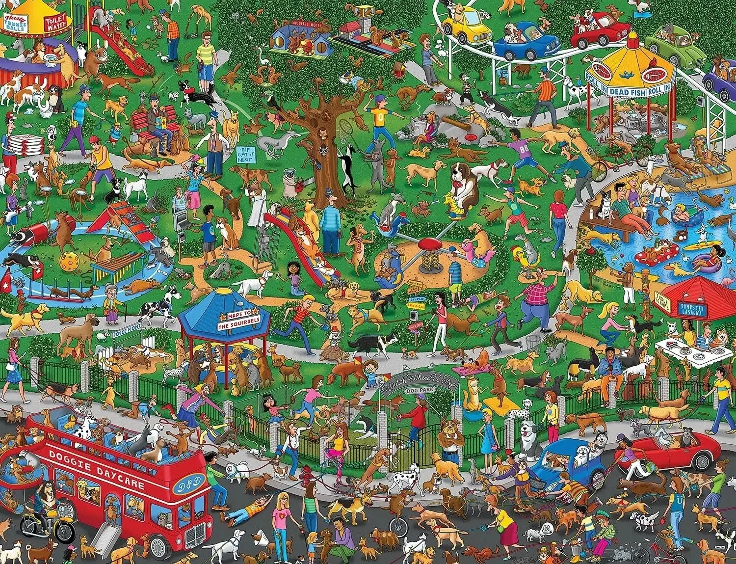 

Dog Park 500/1000/1200/2000 PCS Jigsaw Puzzles Challenging Family Activity Games for Gameroom Bedroom Livingroom Party Gift