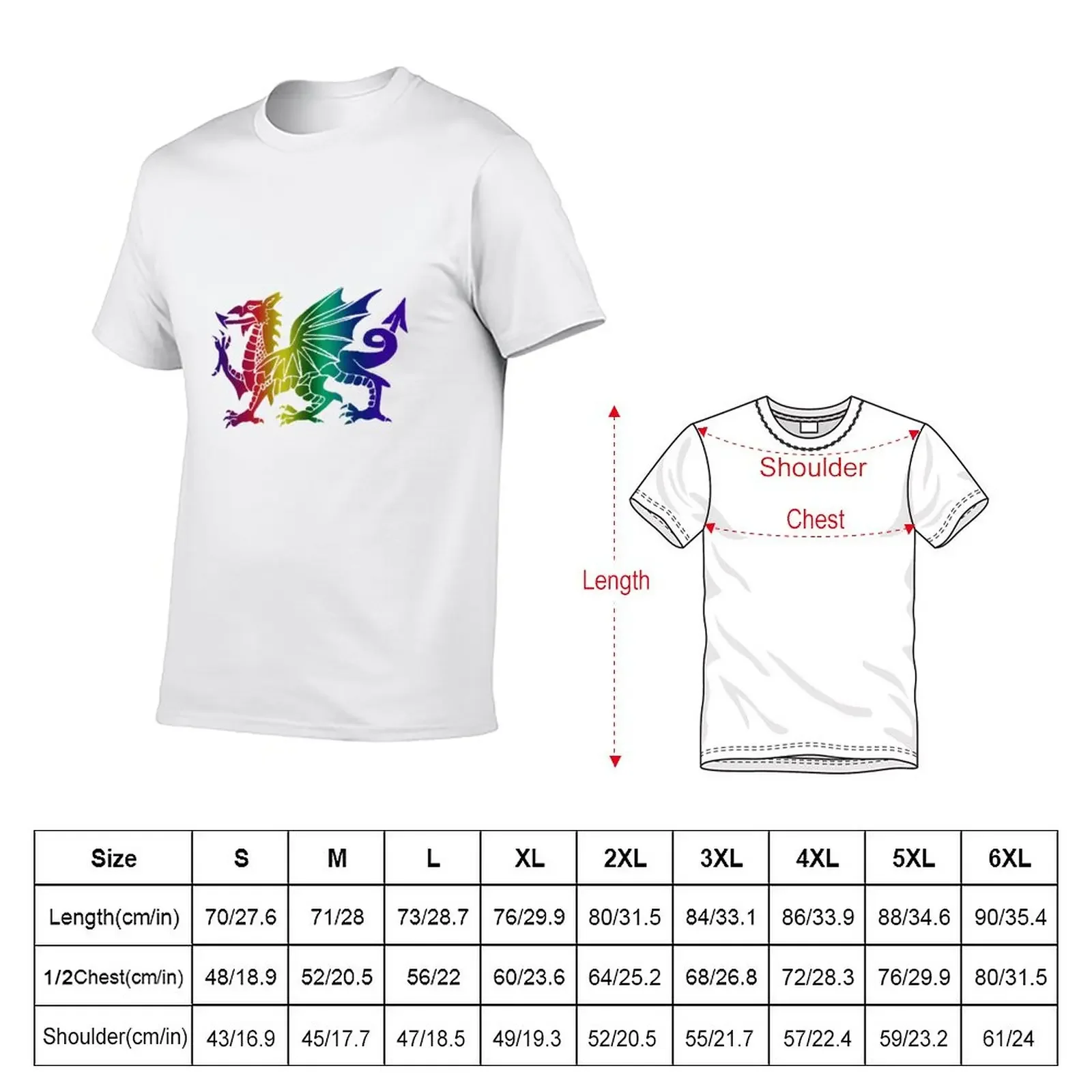 New Copy of Welsh Red Dragon Rainbow T-Shirt aesthetic clothes graphic t shirts men workout shirt