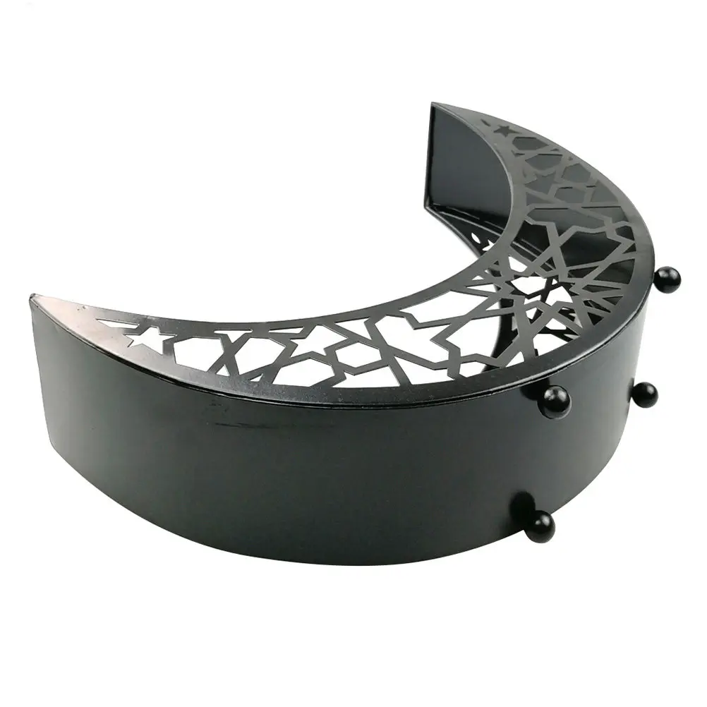 Bandeja para Servir Frutas con Forma de Luna para Eid, Bandeja de Hierro de Alta Calidad para Postres, Dulces y Galletas, Decoración para el Hogar con Patrón Hueco