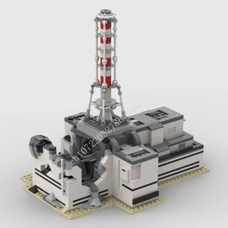 853 pçs planta de energia nuclear desastre modular moc criativo vista rua modelo blocos de construção arquitetura diy montagem brinquedos presentes