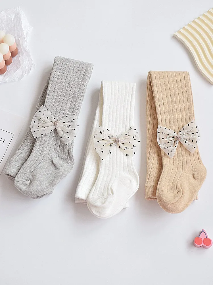 

Girls' base leggings spring and autumn Leggings with Bowknot 2-12Y