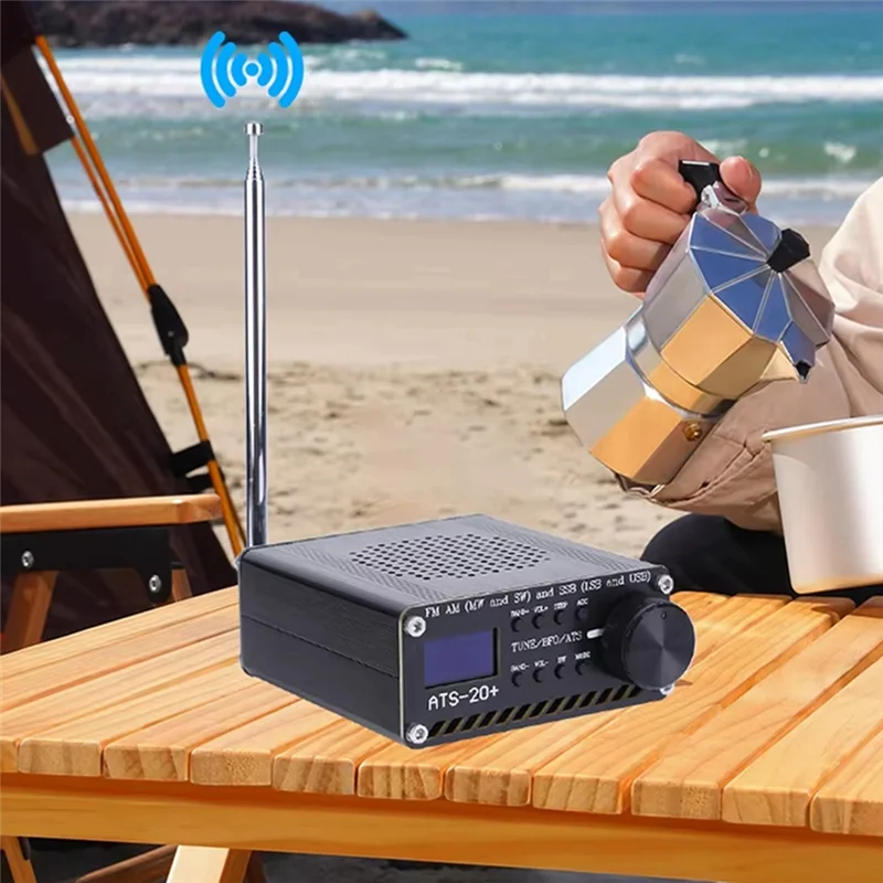 ATS-20+ Si4732 جهاز استقبال كامل النطاق مع هوائي 0.96 بوصة شاشة OLED FM AM MW SW SSB الماسح الضوئي LSB USB
