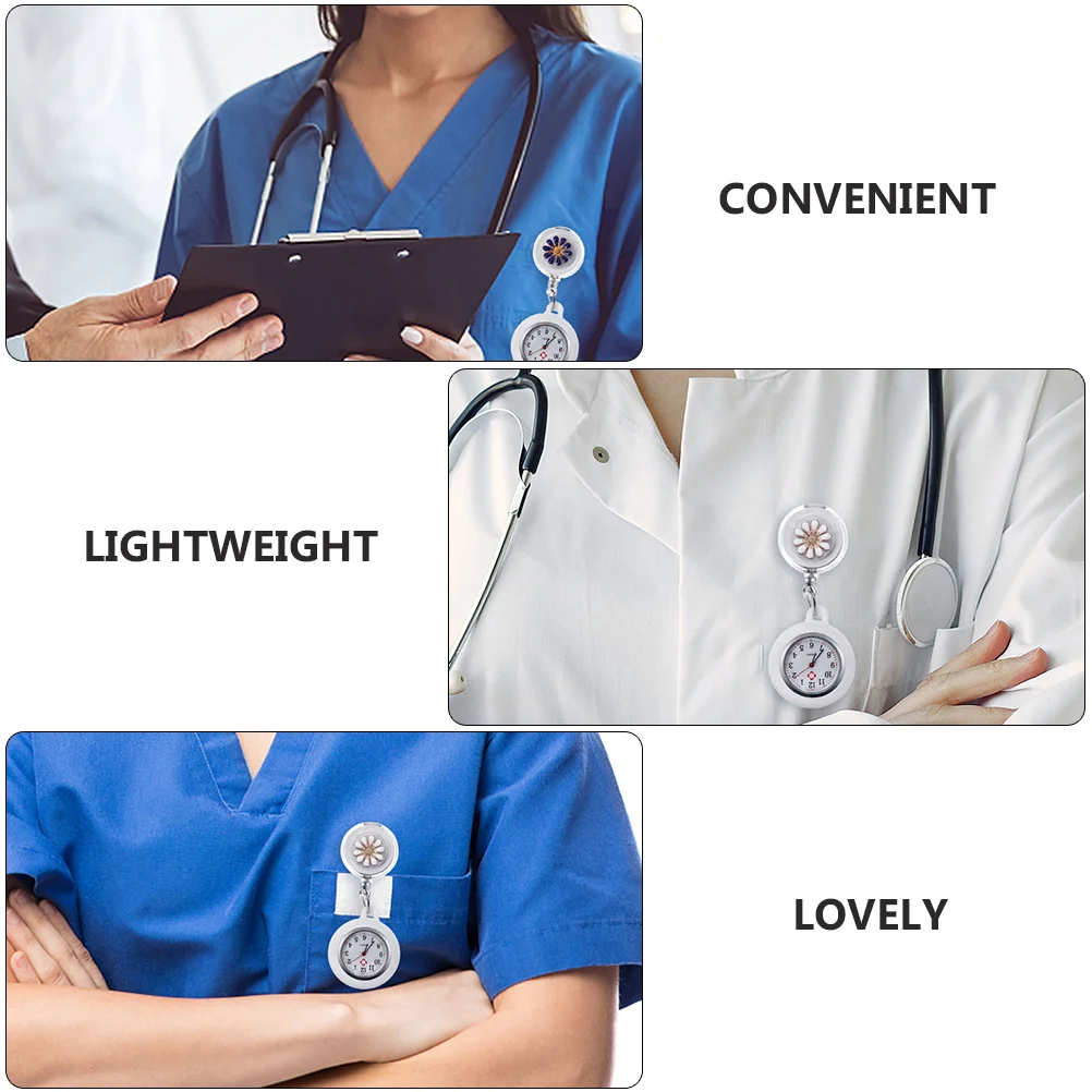 

2Pcs Clip-on Nurse Watch Retractable Pocket Watch for Doctors and Nurses Large Dial Design Ideal Gift Retractable Nurse Watches
