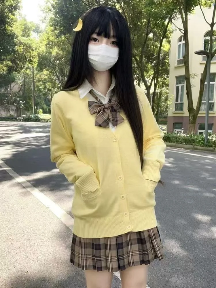 

Свободный открытый кардиган женский Faion многослойный свитер с v-образным вырезом осень-зима новый Sle JK College School orm Pure Color Meat...