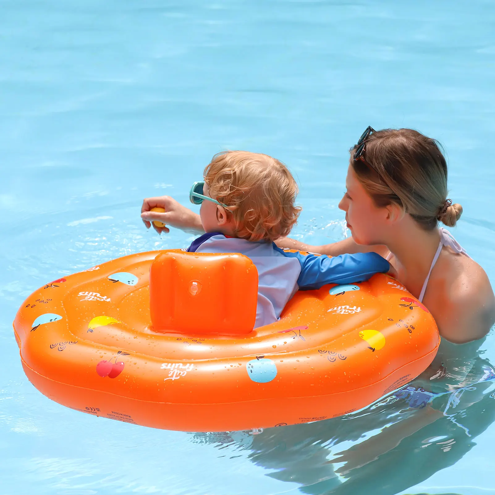 Swimbobo Nuovo aggiornamento Arancione Sicurezza Ampliare Bambino Gonfiabile Sedile da nuoto Galleggiante Lazyback Giocattolo d'acqua Anelli da nuoto per bambini Piscina