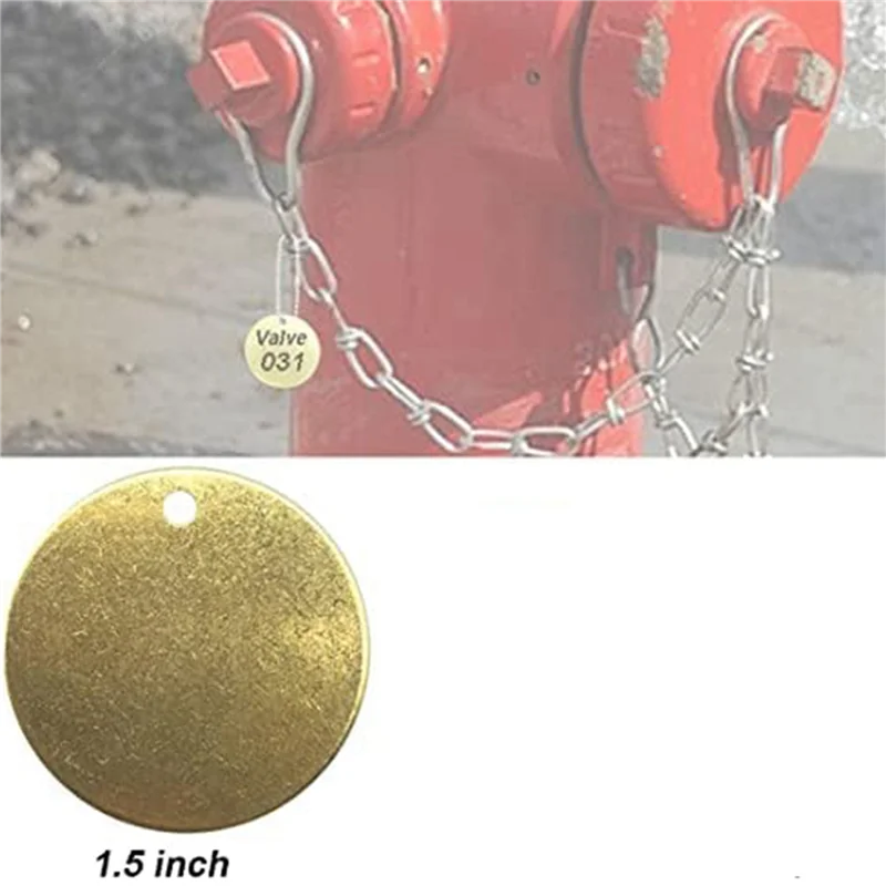 

100Pcs 1.5Inch Brass Valve Tags Stamping Blank With Hole And 25Pcs 2.4Mm Metal Ball Chains For Pipe Valves, Equipment
