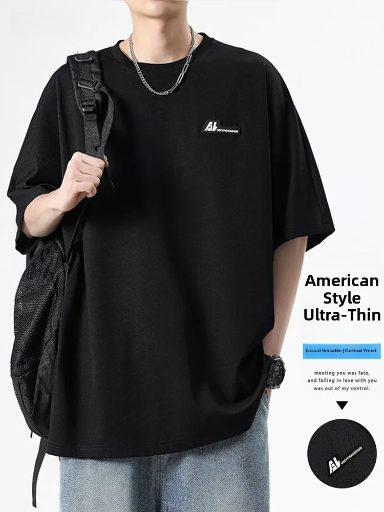 

American Sle Ice Silk ort Sve T-irt Men's Summer 2025 New Loose Fit Qui Dry Spor f Sve Faionable Tee