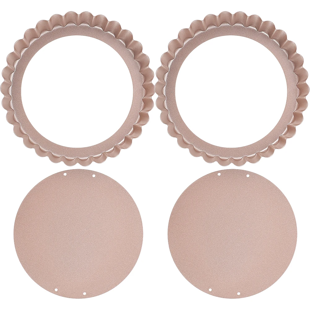 

2Pcs Carbon Steel Tart Pan Non-Stick Removable Bottom Baking Tray Home Kitchen Quiche Quiche Pans with Removable Bottom