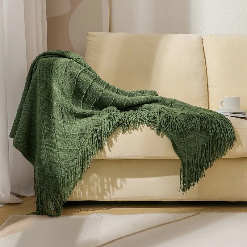 Nordic Solid Casual Blankets Throws Soft Comfortable Knitted Shawl Sofa Blanket Bed End Cover Travel Hotel Decorative Bedspread - Image 3