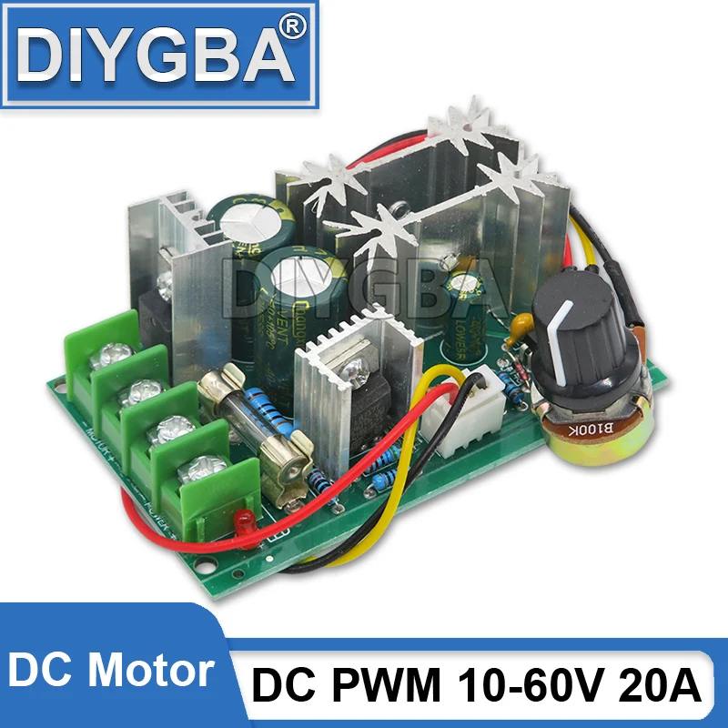 DC PWM Motor Speed Controller 20A Current Regulator 10-60V DC Motor Speed Regulator 12V 24V 36V 48V High Power Drive Module Ibuw