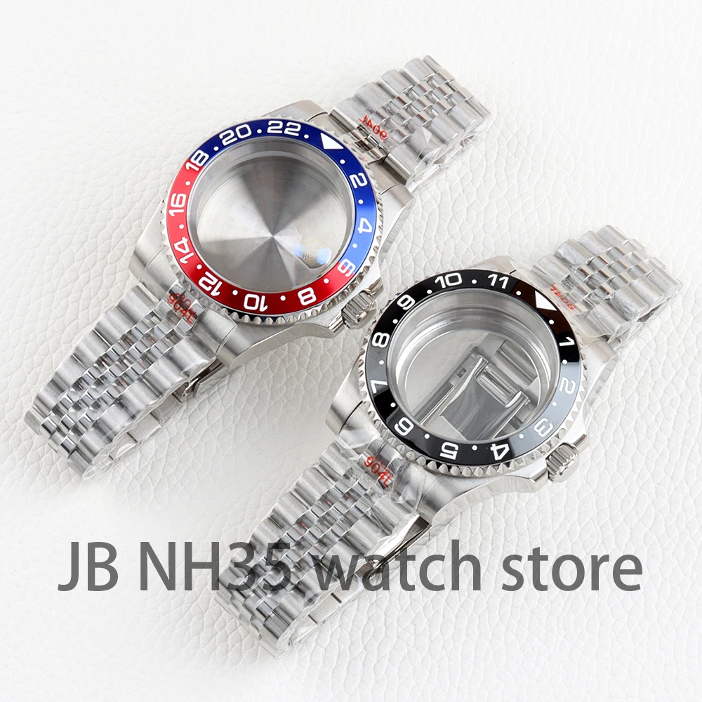 

40mm NH35 Watch Case Solid 316L Stainless Steel Jubilee Strap Sapphire Glass for GMT NH34 NH35 NH36 NH38 Movement 28.5mm Dial