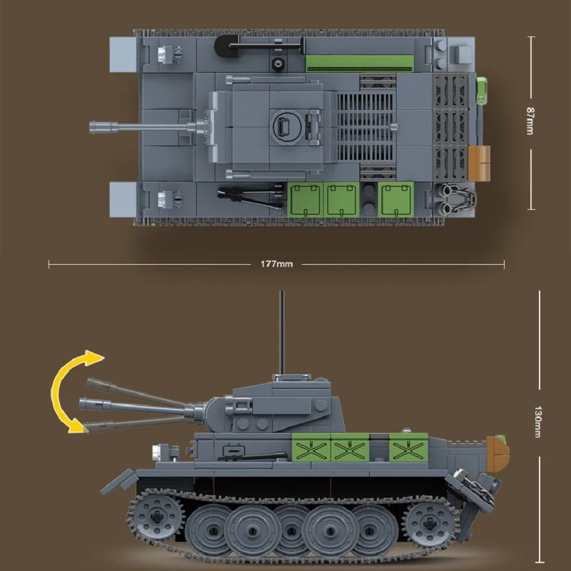 مجموعة ألعاب تعليمية من الطوب للأطفال لهدايا الكريسماس بتصميم عسكري من MOC WW2 Panzer II Tank L