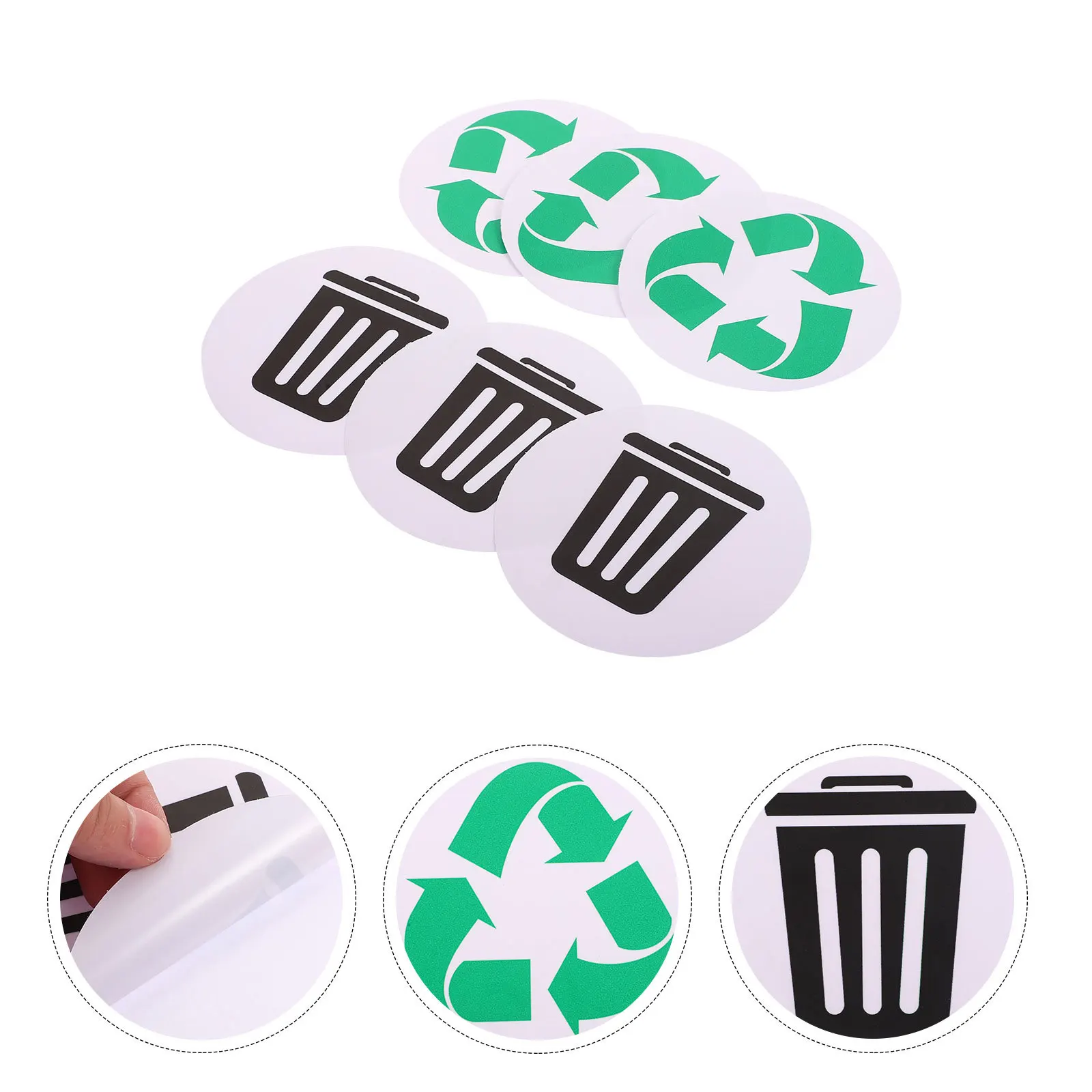 6Pcs Garbage Classification Stickers Recycle Bin Labels Reusable Waterproof Trash Can Sorting Decals for Kitchen Office Outdoors