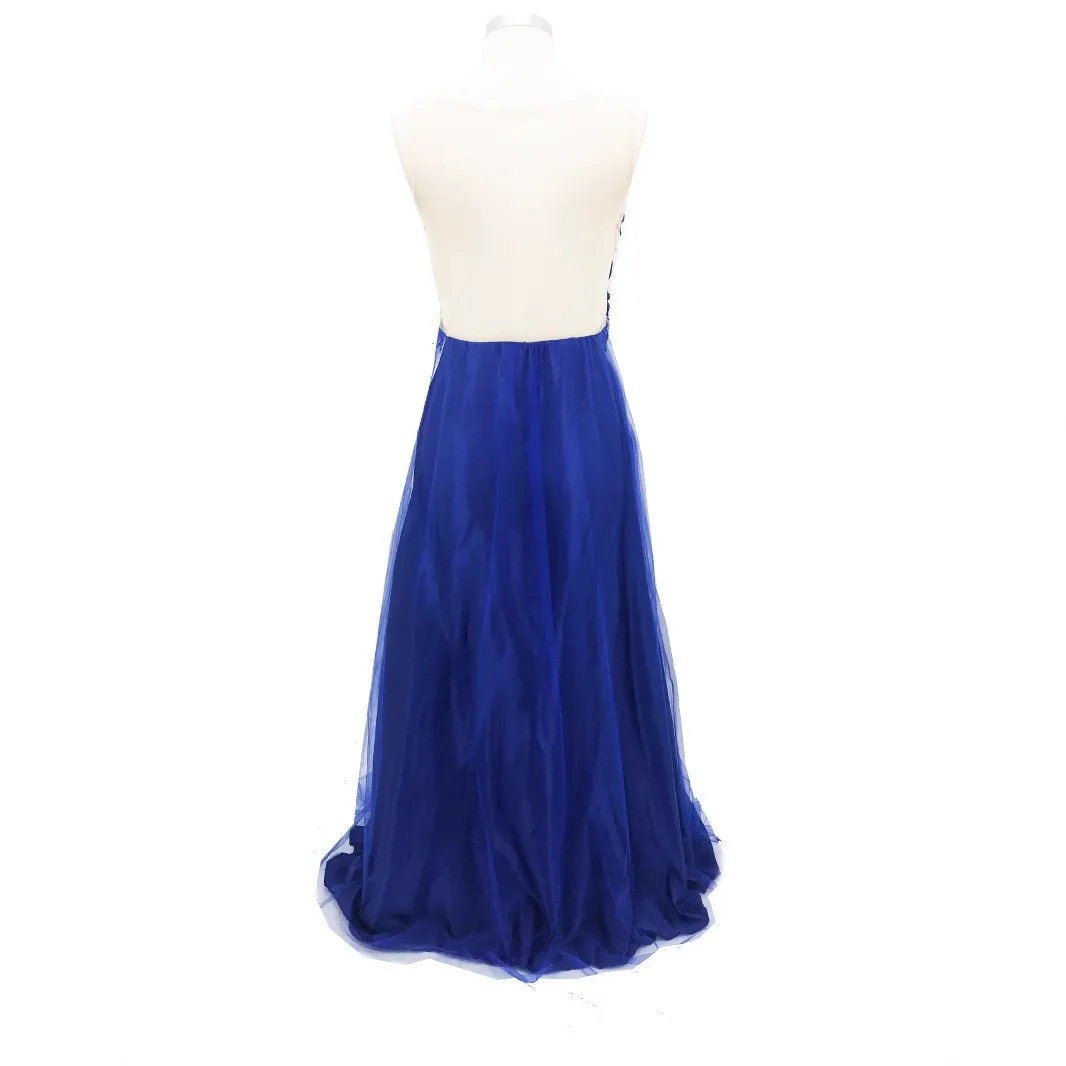 Women's Long Sleeveless Lace Elegant Dress with V Neck and Beaded Embellishment for Wedding Guest Party Prom Formal Evening Gown
