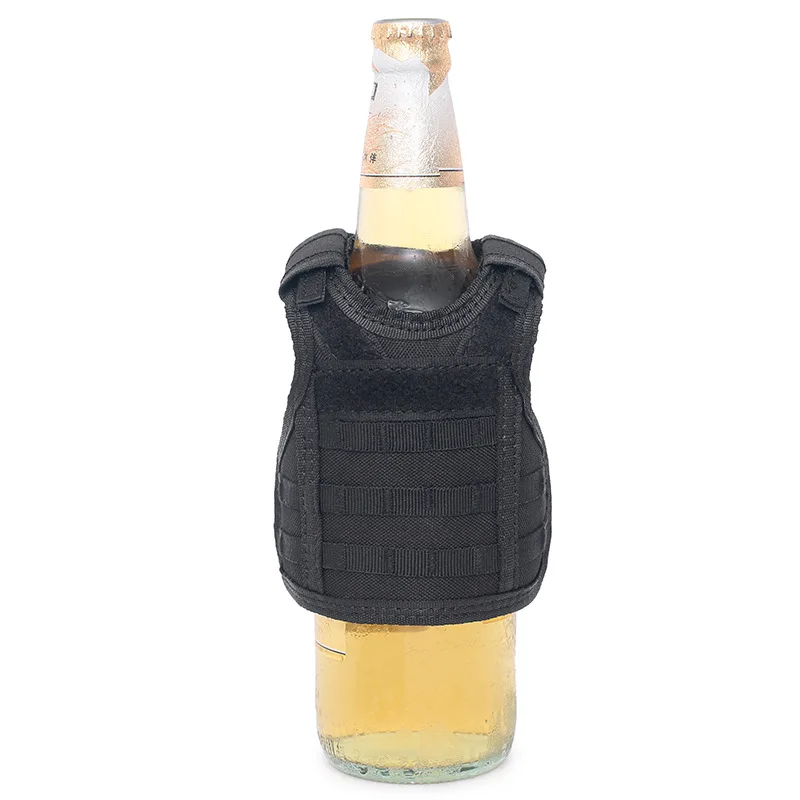 Tactical Beer Bottle Beer Vest Cover Military Mini Miniature Molle Vest Personal Bottle Drink Set Adjustable Shoulder Straps