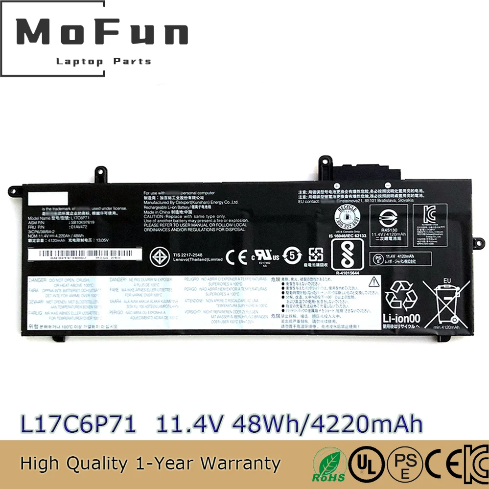 

L17C6P71 L17M6P71 L17L6P71 11,4 В 48 Втч аккумулятор для ноутбука Lenovo ThinkPad X280 A285 01AV470 01AV472