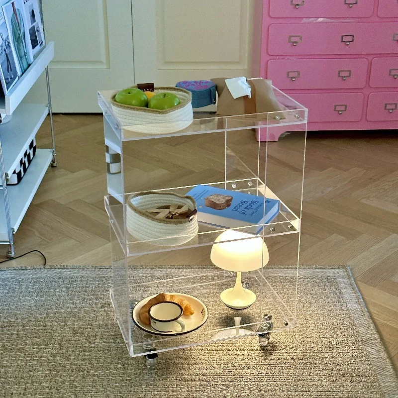 

Acrylic edge few movable trolley storage and sorting shelves ins wind living room sofa corner few bedside tables