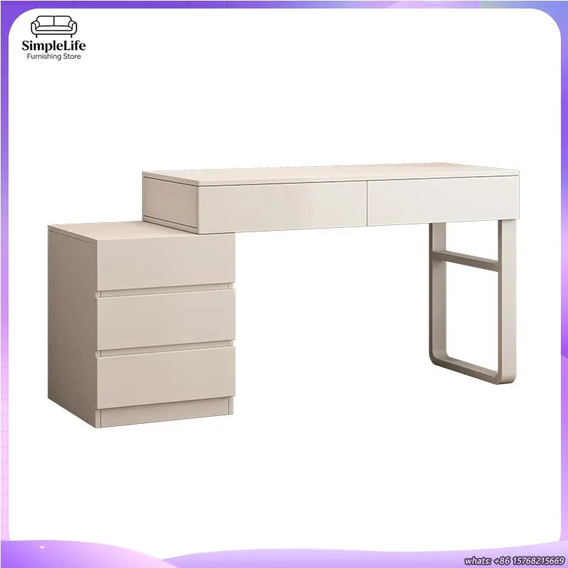 

Modern White Wooden Makeup Vanity Table with Five Storage Drawers