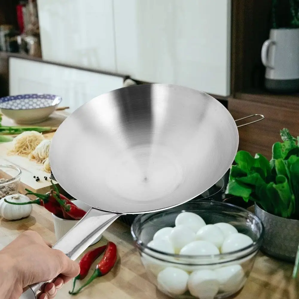 Wok multifuncional de acero inoxidable para freír, sartén gruesa de estilo chino, cantimplora de agua anticorrosiva