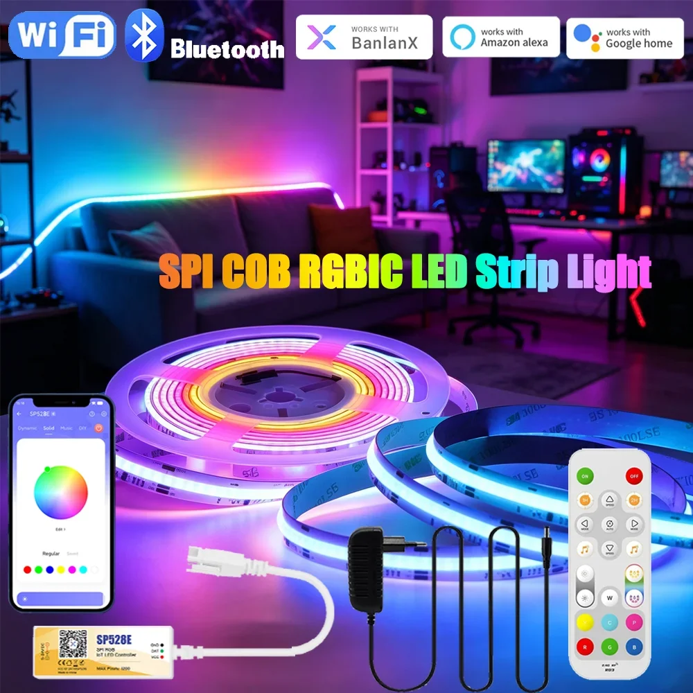 DC24V BT Wifi WS2811 RGBIC COB LED Strip Lights 720Leds WS2812B Full Dream Color Tape Addressable BalanX APP for Alexa Google
