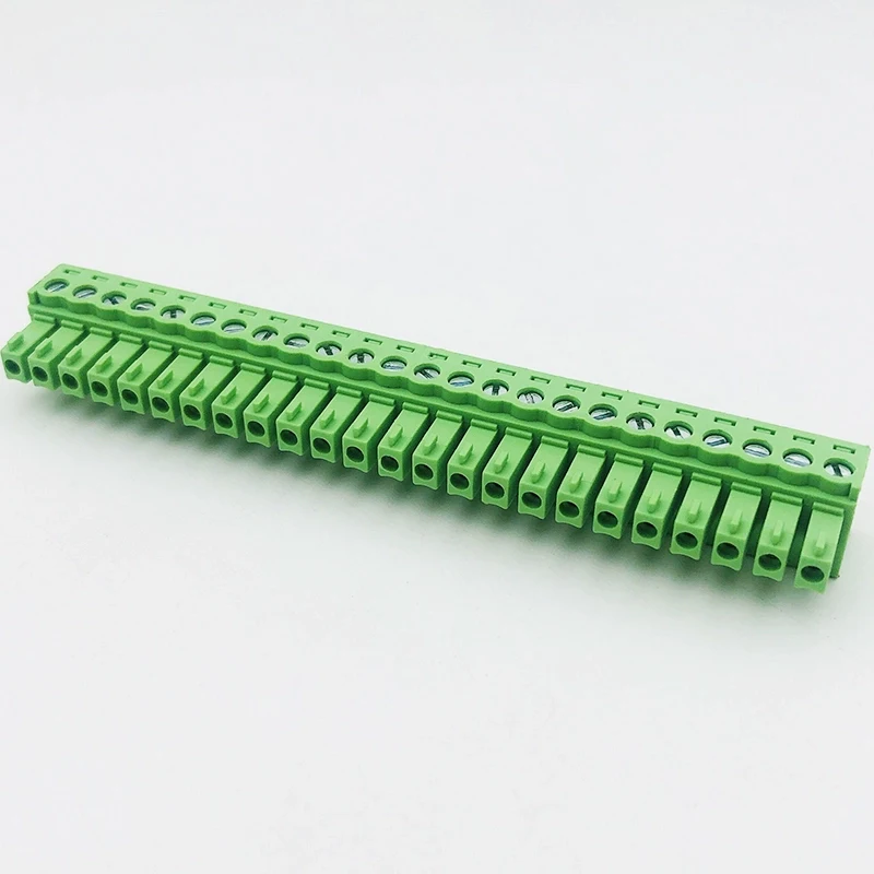 Blocos Terminais Plug-in 3.5mm Verde - Conector Trilho DIN 2P-24P - Materiais Contactos Elétricos PCB SOLUÇÃO COMPLETA