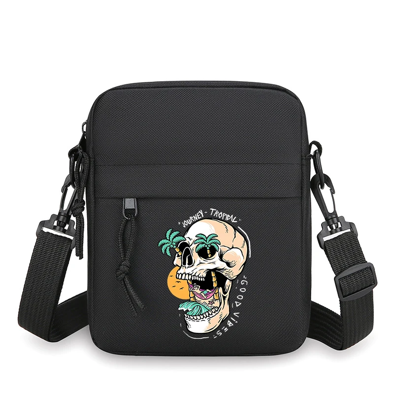 

Vintage Men's Square Crossbody Bag Fun Skull American Style Shoulder Bag Fashion zipper Shoulder Strap Adjustable Messenger Bag