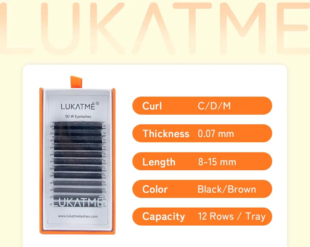 LUKATME 2 Stück Gemischte Stile YY W Wimpern + Pinzette, 4D-7D Braune Volumenfächer D/M Curl 7-15mm Großhandel Wimpernverlängerungs-Set – Detail 2