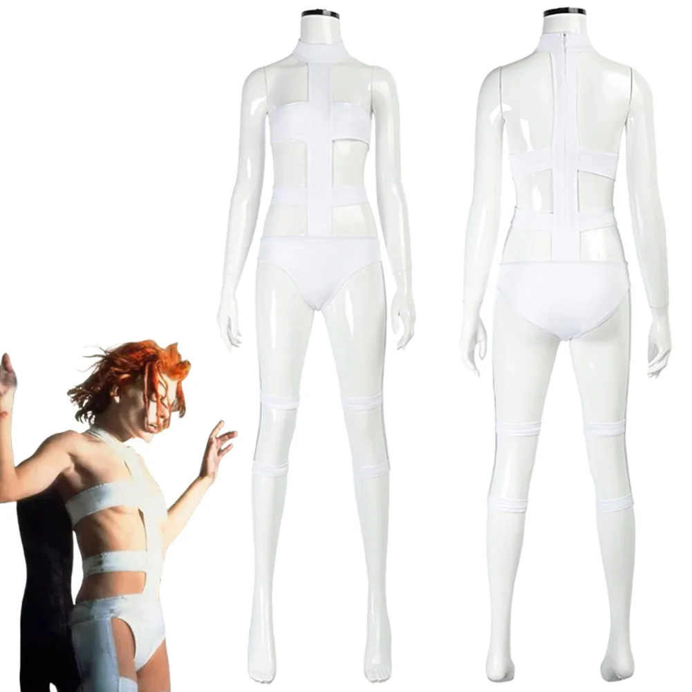 

1997 Movie Fifth Cosplay Leeloo White Jumpsuit Clothing For Women Adult Hallowmas Carnival Uniform Party Roleplay Suits Outfits
