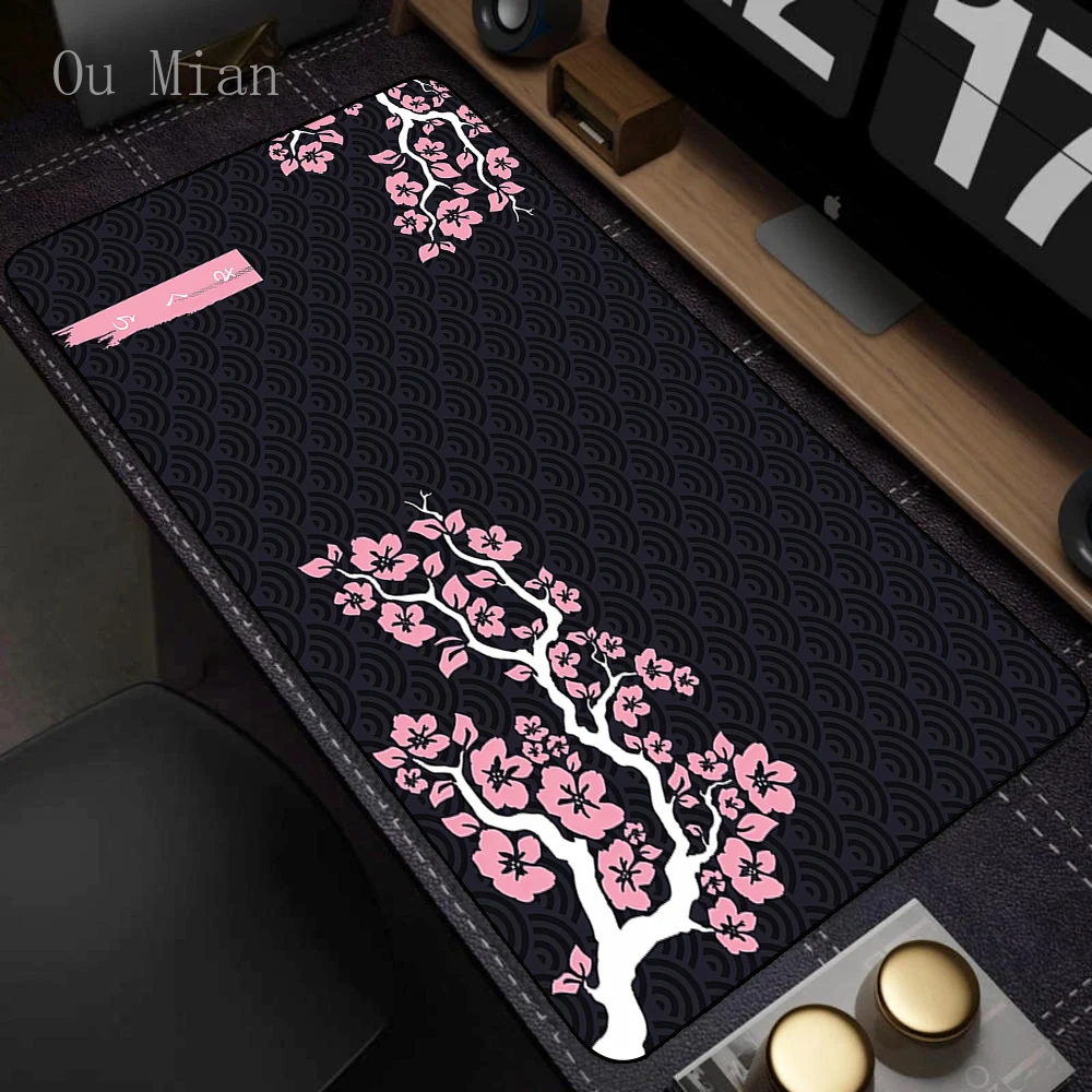 Large Gaming Mouse Pad Japan Sakura Desk Mat Non-Slip Rubber Computer Keyboard Mats Game Mouse Mat Pink Cherry Blossom Mousepad